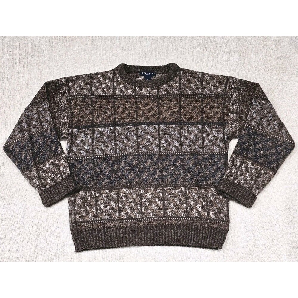 VTG Ivy Crew Classics Sweater Brown & Beige Men's Medium Pullover GrandpaCore